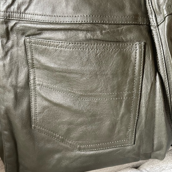 Newport News Olive Green Leather Pants - Picture 2 of 6